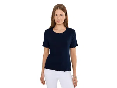 Nic + Zoe Petite Ruffle Trim Sweater Tee Women's Clothing Dark Indigo: Ps In Blue