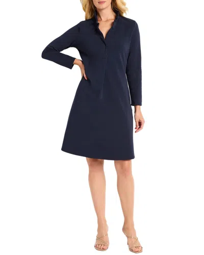 Nic + Zoe Nic+zoe Ruffled Long Sleeve Knit Dress In Dark Indigo