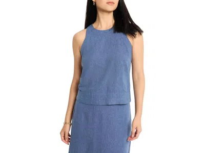 Nic + Zoe Petite Rumba Linen Pop On Tank Women's Clothing Blue Mix: Ps