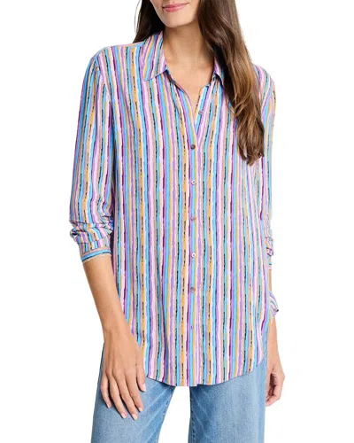 Nic + Zoe Solstice Stripe Shirt In Purple Multi In Blue