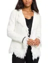 Nic + Zoe Statement Fringe Mix Knit Jacket In Classic Cream