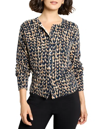 Nic + Zoe Nic+zoe Petite Stitch Print Snap It Up Cardigan In Brown