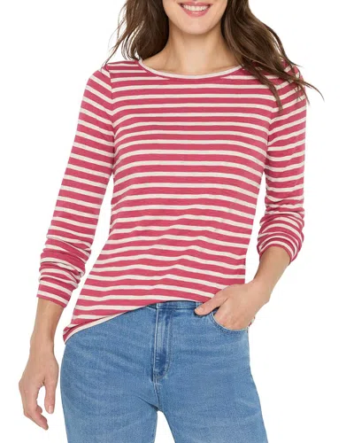 Nic + Zoe Nic+zoe Petite Stripe Boat T-shirt In Pink
