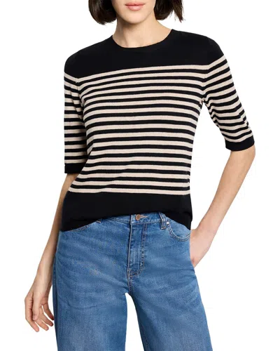 Nic + Zoe Nic+zoe Petite Stripe Pure Sweater T-shirt In Black