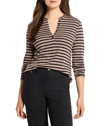 Nic + Zoe Nic+zoe Petite Striped Henley T-shirt In Black