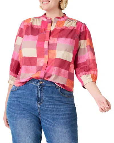 Nic + Zoe Nic+zoe Petite Sunset Plaid Cotton Girlfriend Shir In Pink