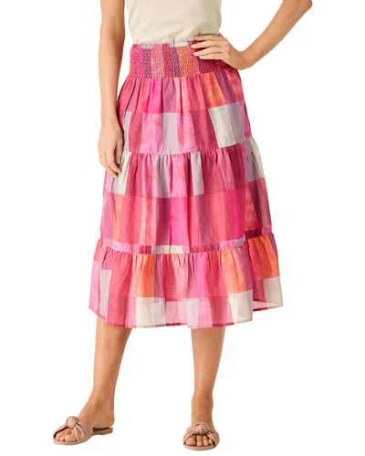 Nic + Zoe Nic+zoe Sunset Plaid Cotton Midi Skirt In Pink Multi