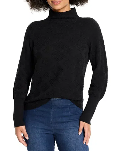 Nic + Zoe Petite Textured Diamonds Sweater In Black