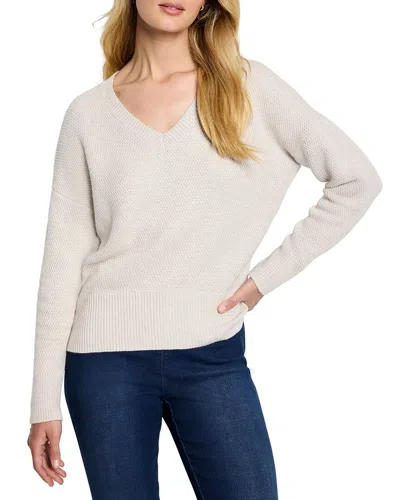 Nic + Zoe Nic+zoe Petite Tuck Stitch V-neck Sweater In Neutral