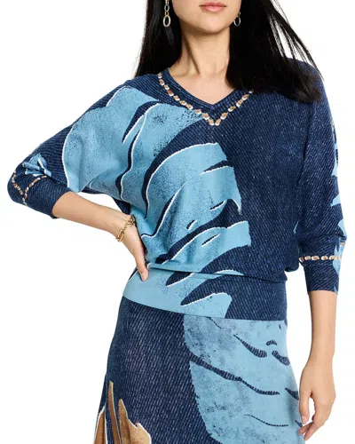 Nic + Zoe Nic+zoe Petite Twilight Front Easy V-neck Sweater In Multi
