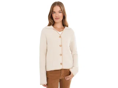 Nic + Zoe Petite Velvet Cord Knit Jacket Women's Jacket Pale Sisal: Pp, Acrylic/cotton/nylon In Neutral