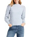 Nic + Zoe Nic+zoe Puff Shoulder Waffle Stitch Sweater In Blue