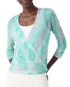 Nic + Zoe Watercolor Waves 4 Way Cardigan In Aqua Multi