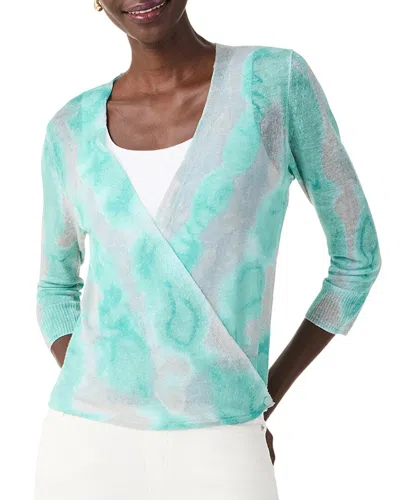 NIC + ZOE NIC+ZOE PETITE WATERCOLOR WAVES 4-WAY LINEN-BLEND CARDIGAN
