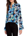 Nic + Zoe Blue Wave Links Top In Multi In Blue