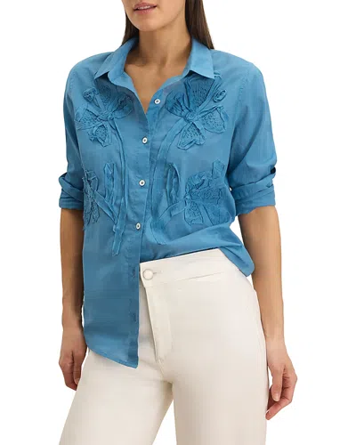 Nic + Zoe Nic+zoe Petites Dimensional Bloom Shirt In Blue