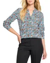 Nic + Zoe Sand Dollar Long Sleeve Top In Blue Multi
