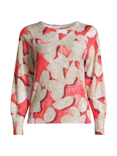 Nic+zoe Petites Women's Petite Rolling Reef Sweater In Orange Multi