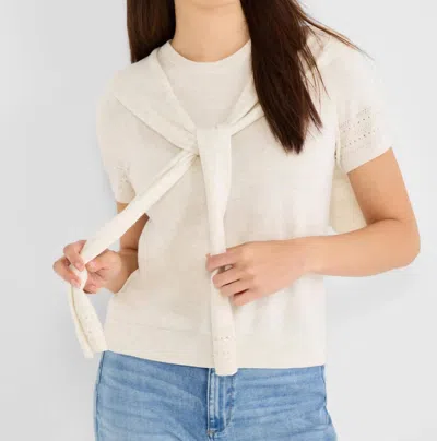 Nic + Zoe Piazza Over The Shoulder Sweater In Coconut In White