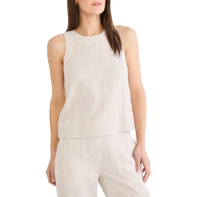 Nic + Zoe Nic+zoe Pinstripe Cotton Blend Gauze Tank In Neutral