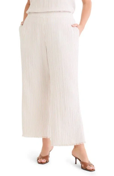 Nic + Zoe Nic+zoe Pinstripe Cotton Blend Wide Leg Pants In Neutral