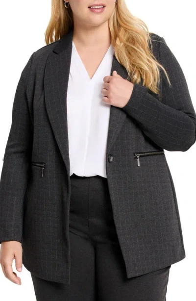 Nic + Zoe Nic+zoe Pinstripe Ponte Knit Jacket In Grey Multi