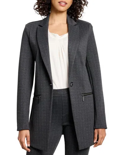 Nic + Zoe Nic+zoe Pinstripe Ponte Zip Jacket In Gray