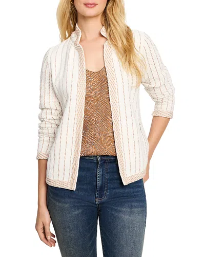 Nic + Zoe Nic+zoe Pinstriped Notched Collar Jacket In Neutral Multi