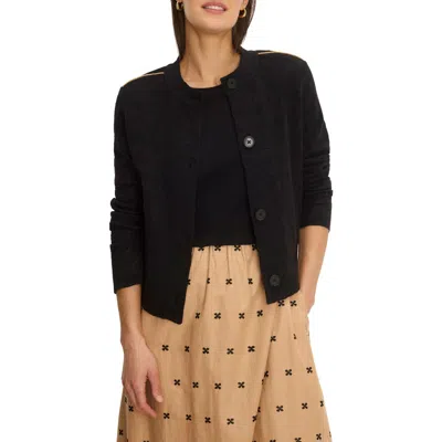 Nic + Zoe Nic+zoe Piped Knit Statement Jacket In Black