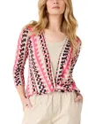 Nic + Zoe Nic+zoe Pixel Sunset 4-way Linen Blend Convertible Cardigan In Pink