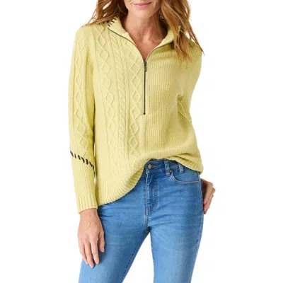 Nic + Zoe Nic+zoe Placed Cable Half Zip Sweater In Citrine