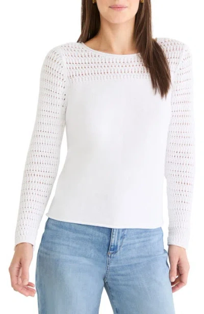 Nic + Zoe Placed Pointelle Sweater In White