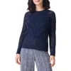 Nic + Zoe Placed Pointelle Stitch Sweater In Dark Indigo