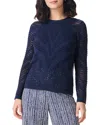 Nic + Zoe Placed Pointelle Stitch Sweater In Blue