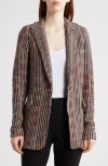 Nic + Zoe Nic+zoe Plaid Femme Contour Knit Jacket In Brown