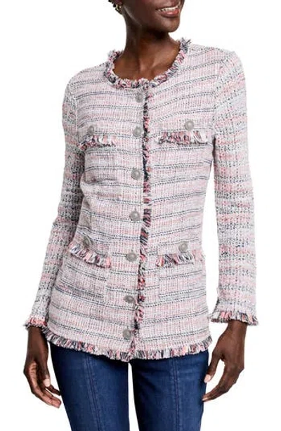 NIC + ZOE NIC+ZOE PLAID FRINGE COTTON BLEND JACKET