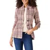 Nic + Zoe Nic+zoe Plaid Knit Cotton Jacket In Brown