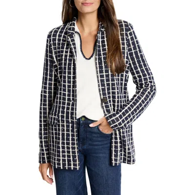 Nic + Zoe Nic+zoe Painted Plaid Boyfriend Blazer In Indigo Multi
