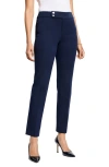 Nic + Zoe Copley Straight Cotton Bi-stretch Extended Tab Dress Pant In Dark Indigo In Dark Indigo