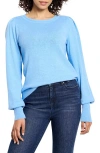 Nic + Zoe Nic+zoe Pleat Shoulder Sweater In Bluebird