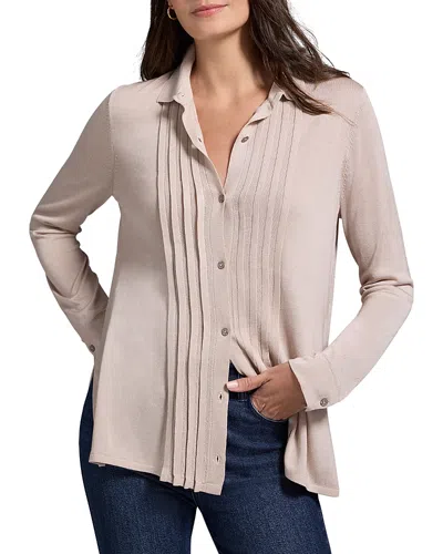 Nic + Zoe Nic+zoe Pleated Cardigan Shirt In Silverstone