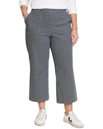 Nic + Zoe Nic+zoe All Day Stripe Crop Wide Leg Pull-on Jeans In Gray