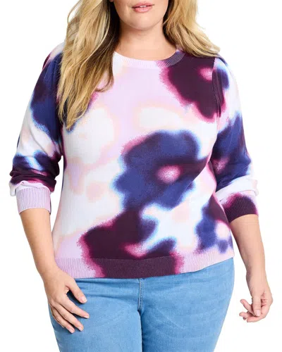 Nic + Zoe Nic+zoe Blossom Blur Cotton Sweater In Purple Multi