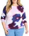 Nic+zoe Plus Blossom Blur Sweater In Purple Multi