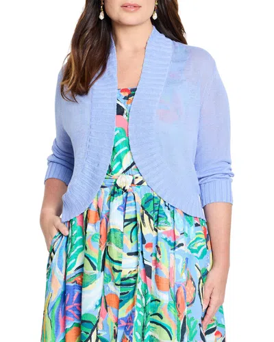 Nic + Zoe Nic+zoe Linen Blend Bolero Cardigan In Blue