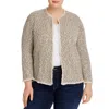 Nic + Zoe Plus Casting Womens Open Front Raw Hem Cardigan Top In Neutral