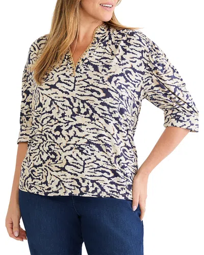 Nic+zoe Plus Contrast Swirl Top In Multi