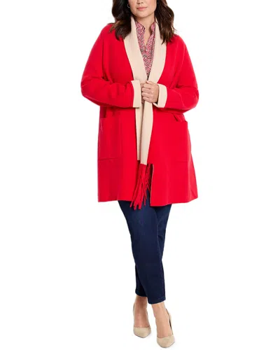 Nic + Zoe Nic+zoe Plus Cool Nights Reversible Fringe Jacket In Red
