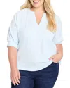Nic + Zoe Nic+zoe Elbow Sleeve Split Neck Top In Blue