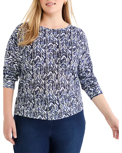 Nic+zoe Plus Crosshatch Sweater In Blue